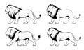 Lion Line Drawing â Minimalist Sketch of Four Majestic African Predators Royalty Free Stock Photo