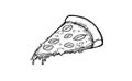 Pizza Slice Line Art â Hand Drawn Cheesy Pepperoni Fast Food Icon Royalty Free Stock Photo