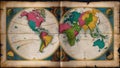 Classic World Map in a Vintage Aesthetic Royalty Free Stock Photo