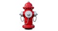 Red Fire Hydrant with Silver Accents - Fire Safety and Emergency - Urban and Public Infrastructure Royalty Free Stock Photo