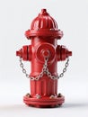 Bright Red Fire Hydrant with Chains - Urban and Public Infrastructure - Fire Safety and Emergency Royalty Free Stock Photo