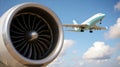 Close-up of Airplane Jet Engine - Aviation and Air Travel - Technology and Engineering Stock Photo Royalty Free Stock Photo