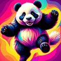 Colorful Geometric Panda Illustration â Vibrant Abstract Pop Art Animal Design for Modern Creative Projects Royalty Free Stock Photo