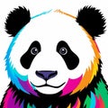 Colorful Geometric Panda Illustration â Vibrant Abstract Pop Art Animal Design for Modern Creative Projects Royalty Free Stock Photo