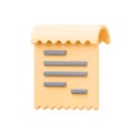 Conceptual icon of a rolled up paper receipt or bill white background Royalty Free Stock Photo