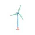 A small toy wind turbine with blue and green blades, generative ai. Royalty Free Stock Photo