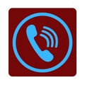 Incoming call icon with sound waves on a deep red background Royalty Free Stock Photo
