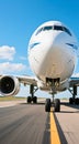 Front View of Boeing 777 - Aviation Theme - Transport and Travel Royalty Free Stock Photo