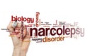 Narcolepsy Disorder Word Cloud with Hand and Pen Royalty Free Stock Photo