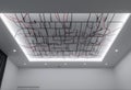 Modern ceiling design with abstract wire pattern and lighting Royalty Free Stock Photo