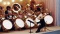 The Mouse Maestro: Whimsical Miniature Orchestra Conductor Royalty Free Stock Photo
