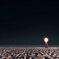 Idea Light Bulb on Dark Labyrinth Royalty Free Stock Photo