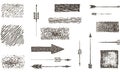 Hand-drawn style illustration featuring various arrows and textured patterns Royalty Free Stock Photo
