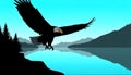 Eagle Soaring Over Tranquil Lake Royalty Free Stock Photo