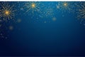 Golden fireworks burst across a deep blue background, creating a festive and celebratory atmosphere Royalty Free Stock Photo