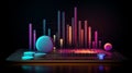 3D Neon Data Visualization Graph Royalty Free Stock Photo