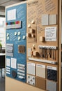 A detailed, interactive design board in an office environment, involving multisensory elements.AI Royalty Free Stock Photo