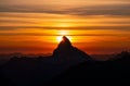 Spectacular view of the Matterhorn at sunrise, located on the border between Switzerland .AI Royalty Free Stock Photo