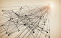 An abstract illustration features a complex web of interconnected lines and nodes, ai Royalty Free Stock Photo