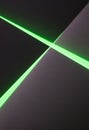 Intersecting bright green laser beams create an \'X\' pattern on a dark surface, ai Royalty Free Stock Photo