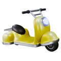 Yellow toy scooter with a retro design featuring a boxy shape and glossy finish. Royalty Free Stock Photo
