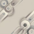Modern abstract illustration with layered circles, soft shadows, and business interface icons. Perfe Royalty Free Stock Photo