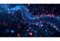 Flowing digital wave of interconnected particles in abstract cyberspace Royalty Free Stock Photo
