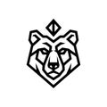 Modern Monoline Geometric Bear Head Logo Royalty Free Stock Photo