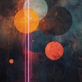 Abstract digital artwork featuring overlapping circles in shades of orange, black, and blue Royalty Free Stock Photo