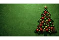 Festive Christmas tree decorated with colorful ornaments on green background Royalty Free Stock Photo