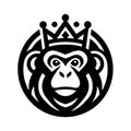 Royal Monkey Mascot: Monochromatic Logo Design Royalty Free Stock Photo