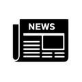 Black Solid Glyph Style News Newspaper Icon Royalty Free Stock Photo