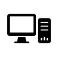 Desktop Computer and Monitor Icon Black Solid Glyph Style Royalty Free Stock Photo