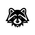 Iconic Raccoon Head Logo â Monochrome Silhouette Royalty Free Stock Photo
