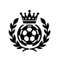 Soccer Victory Symbol: Crown, Ball, and Monochrome Laurel Wreath Royalty Free Stock Photo