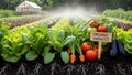 Fresh Organic Vegetables Growing in Abundant Farm Rows Royalty Free Stock Photo