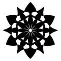Geometric Mandala Flower Ornament. Monochrome Decorative Star Power Symbol. Royalty Free Stock Photo