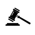 Judge's Gavel and Sound Block Icon: Justice, Law, and Courtroom Symbol. Royalty Free Stock Photo