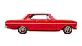 Classic Red Vintage American Muscle Car Side View Isolated on White Royalty Free Stock Photo