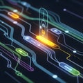 Futuristic digital circuit design featuring. Royalty Free Stock Photo