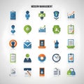 Collection of modern management icons arranged in a grid pattern on a white background. Royalty Free Stock Photo