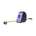 Purple and Black Retractable Tape Measure with Extended Yellow Blade - Isolated Tool Royalty Free Stock Photo
