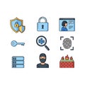 Cyber security & data protection icons set. Royalty Free Stock Photo