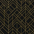 Geometric pattern featuring intersecting gold lines on a black background. Royalty Free Stock Photo