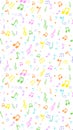 Vibrant colorful music notes pattern on white background Royalty Free Stock Photo