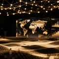 Global Network Data Visualization with Futuristic World Map Interface Royalty Free Stock Photo