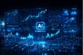 AI Analytics Dashboard Interface Style on Futuristic Digital Background for Stock Market Data Analysis and Business Intelligence Royalty Free Stock Photo