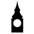 Big Ben Clock Face and Spire Minimalist Silhouette Icon, Simple Graphic Royalty Free Stock Photo