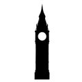 Big Ben Clock Face Silhouette Icon, Elizabeth Tower London Landmark Royalty Free Stock Photo