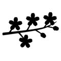 Delicate Cherry Blossom Sprig Silhouette Icon Vector EPS Botanical Branch Symbol for Elegant Design Royalty Free Stock Photo